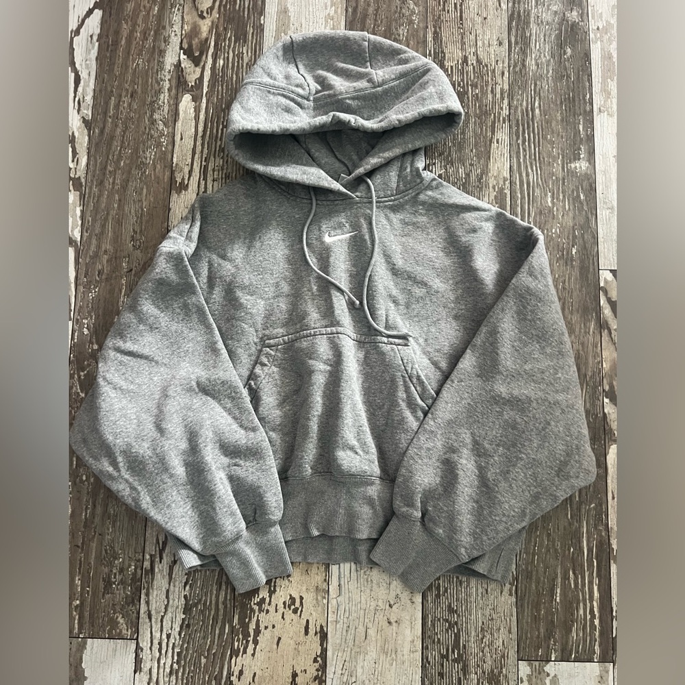 Nike Sportswear Phoenix Fleece Over-Oversized Gray Hoodie Sweatshirt Size XXS